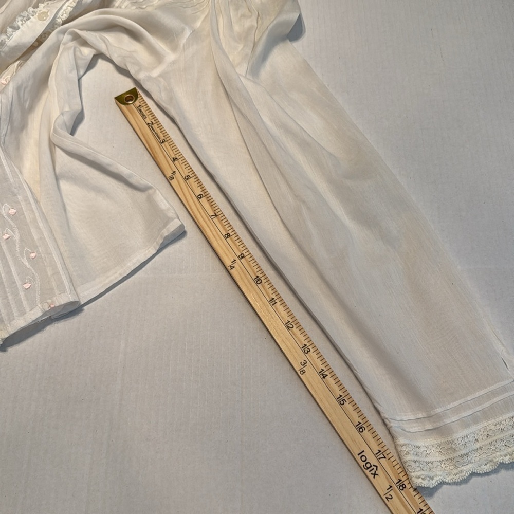 Vintage Neiman Marcus White Lace Detail Button Down Blouse Size XS/S - Picture 5 of 11
